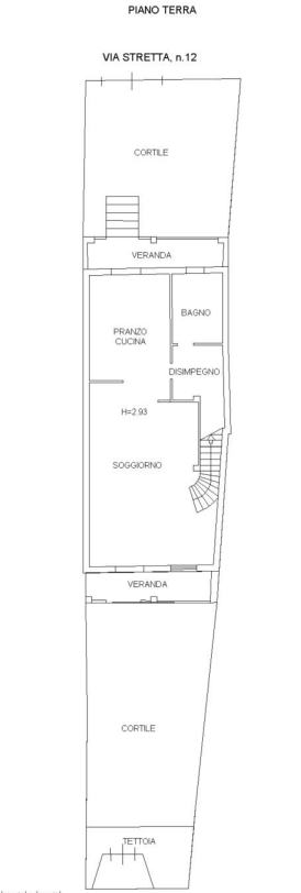 piano T-1 superficie catastale mq. 216