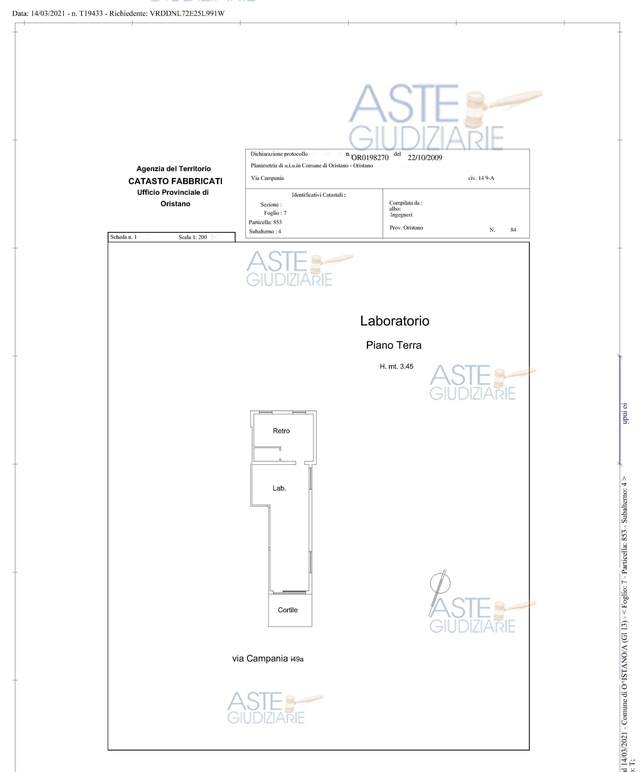 anche in ordine ai costi per la relativa sanatoria e gli aggiornamenti delle planimetrie catastali). Si precisa che l’immobile viene trasferito nella consistenza indicata nella Pianta P. Terra rilievo allegata alla perizia di stima.